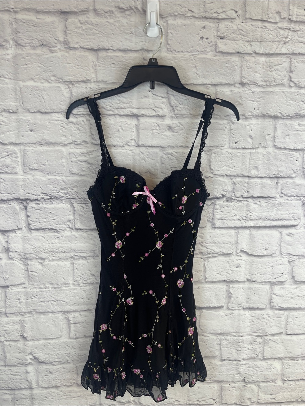 Sugar Thrillz NWT Y2K Whimsigoth Fairy Grunge Embroidered Floral Slip Dress M